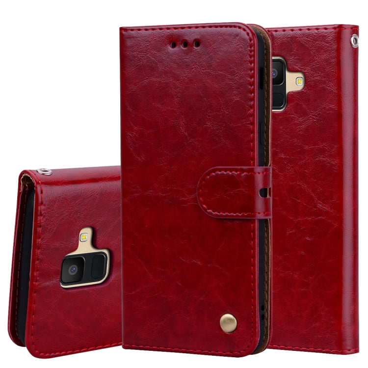 Business Style Oil Wax Texture Horizontal Flip Leather Case for Galaxy A6 (2018), with Holder & Card Slots & Wallet