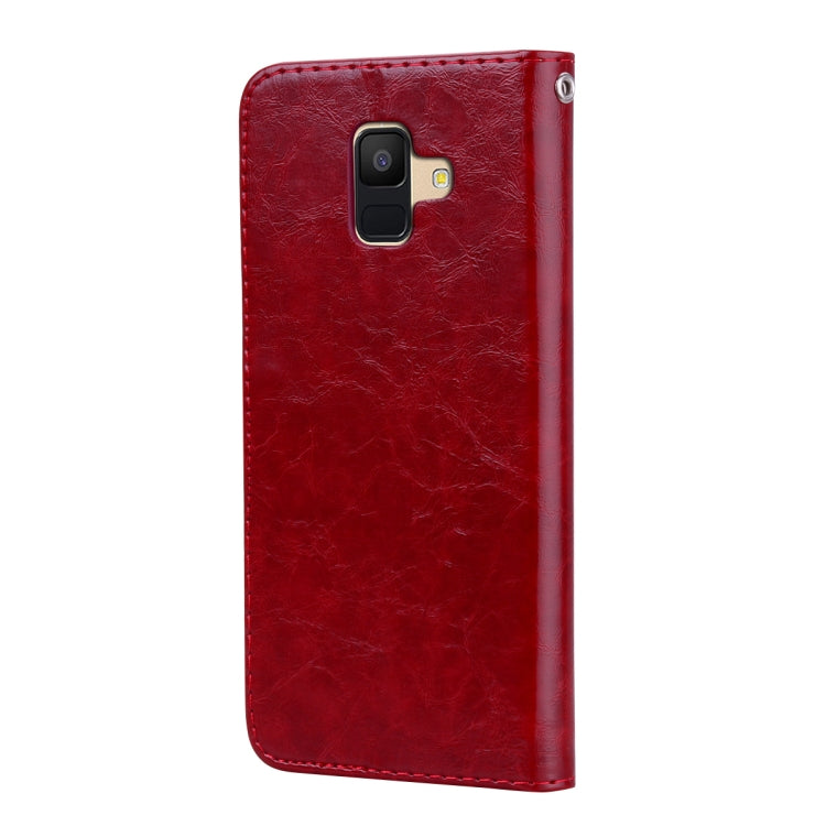 Business Style Oil Wax Texture Horizontal Flip Leather Case for Galaxy A6 (2018), with Holder & Card Slots & Wallet