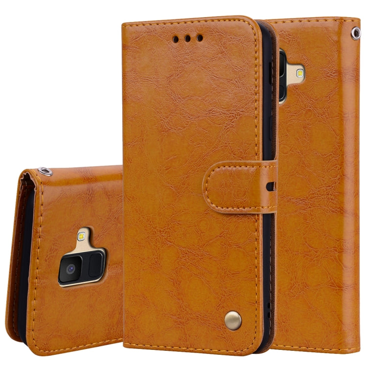 Business Style Oil Wax Texture Horizontal Flip Leather Case for Galaxy A6 (2018), with Holder & Card Slots & Wallet