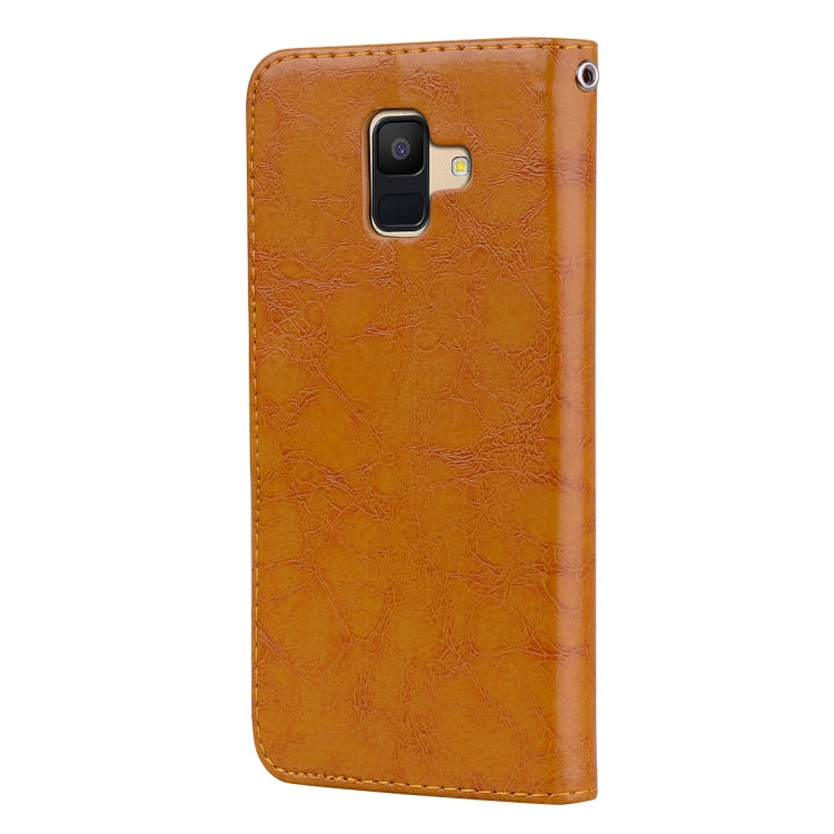 Business Style Oil Wax Texture Horizontal Flip Leather Case for Galaxy A6 (2018), with Holder & Card Slots & Wallet