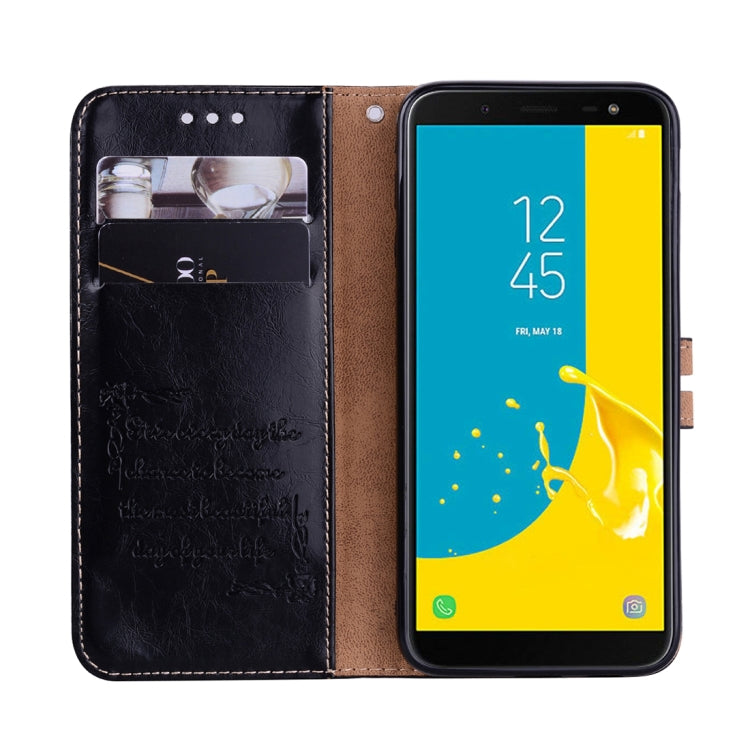 Business Style Oil Wax Texture Horizontal Flip Leather Case for Galaxy J6 (EU Version) (2018), with Holder & Card Slots & Wallet