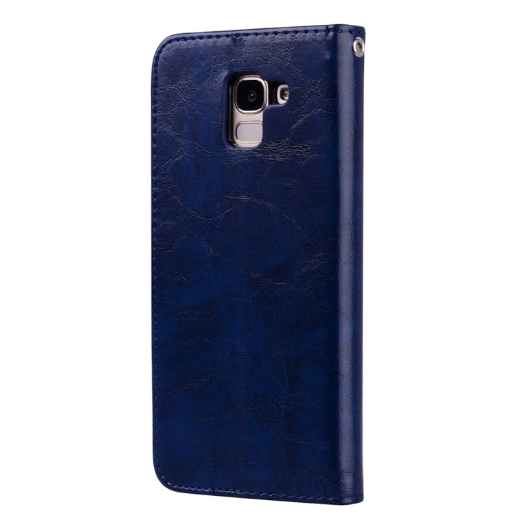 Business Style Oil Wax Texture Horizontal Flip Leather Case for Galaxy J6 (EU Version) (2018), with Holder & Card Slots & Wallet