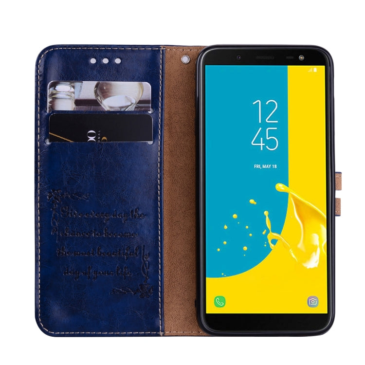 Business Style Oil Wax Texture Horizontal Flip Leather Case for Galaxy J6 (EU Version) (2018), with Holder & Card Slots & Wallet