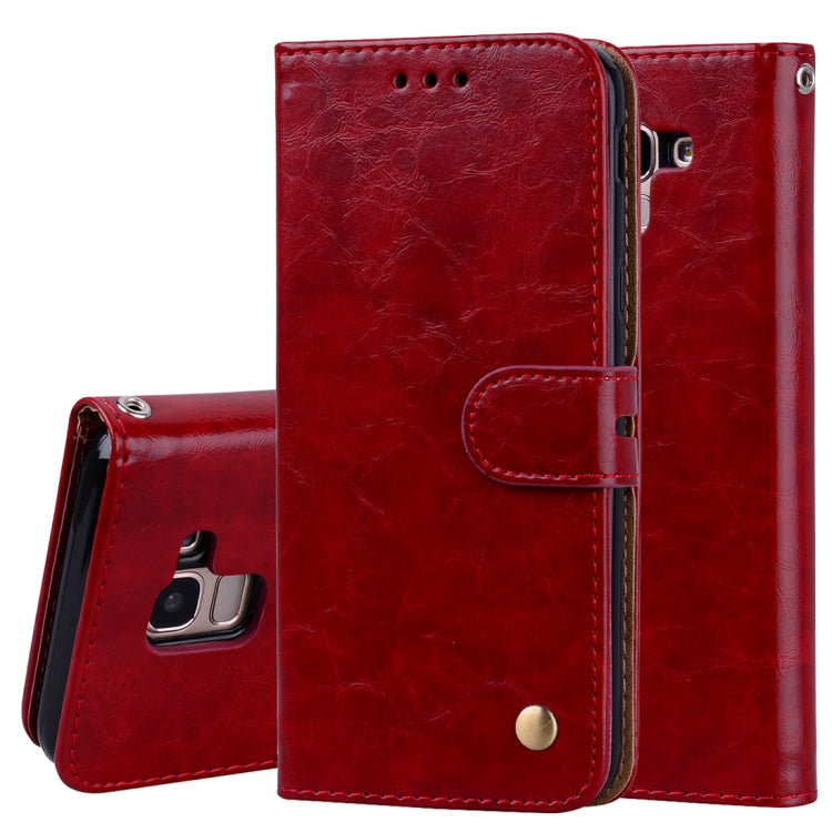 Business Style Oil Wax Texture Horizontal Flip Leather Case for Galaxy J6 (EU Version) (2018), with Holder & Card Slots & Wallet