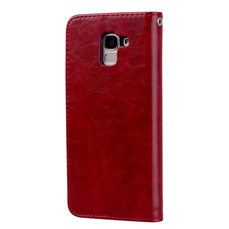 Business Style Oil Wax Texture Horizontal Flip Leather Case for Galaxy J6 (EU Version) (2018), with Holder & Card Slots & Wallet