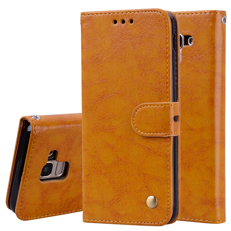 Business Style Oil Wax Texture Horizontal Flip Leather Case for Galaxy J6 (EU Version) (2018), with Holder & Card Slots & Wallet