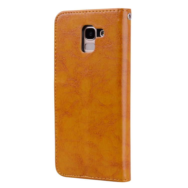 Business Style Oil Wax Texture Horizontal Flip Leather Case for Galaxy J6 (EU Version) (2018), with Holder & Card Slots & Wallet