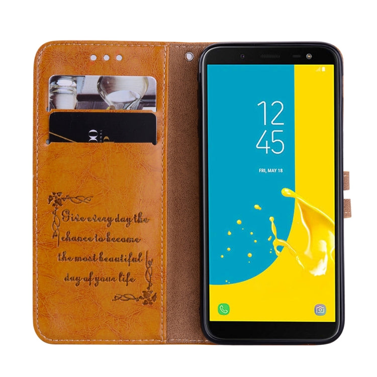 Business Style Oil Wax Texture Horizontal Flip Leather Case for Galaxy J6 (EU Version) (2018), with Holder & Card Slots & Wallet