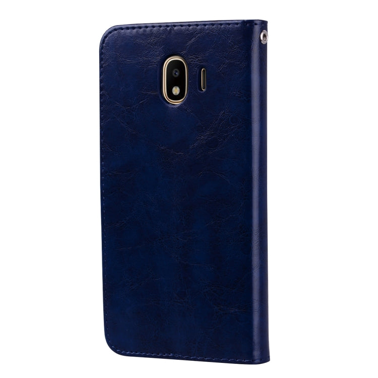 Business Style Oil Wax Texture Horizontal Flip Leather Case for Galaxy J4 (EU Version) (2018), with Holder & Card Slots & Wallet