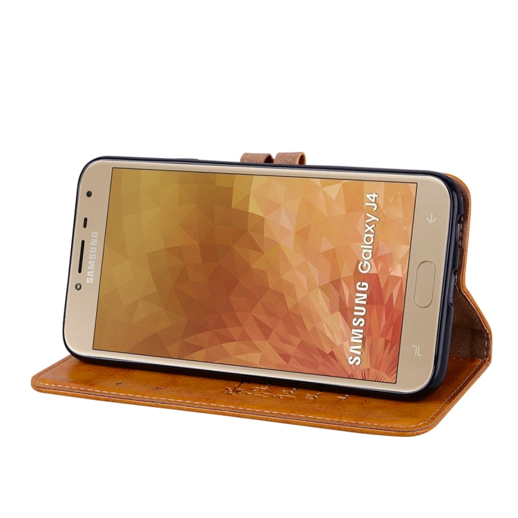Business Style Oil Wax Texture Horizontal Flip Leather Case for Galaxy J4 (EU Version) (2018), with Holder & Card Slots & Wallet