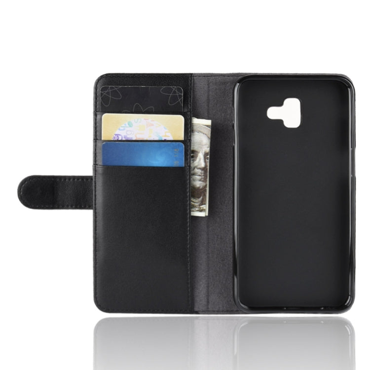 Horizontal Flip Genuine Leather Case for Galaxy J6+ / J6 Prime, with Card Slots & Holder & Wallet