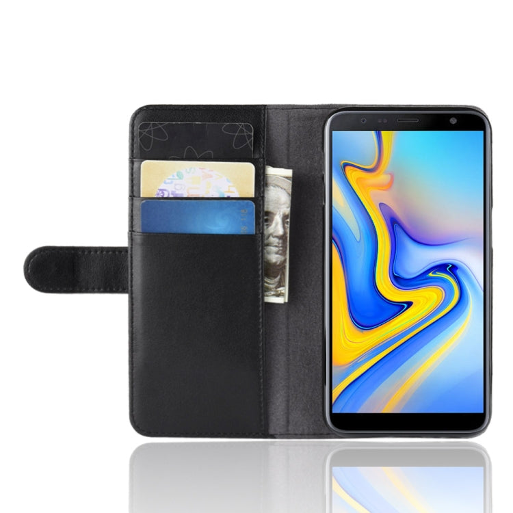 Horizontal Flip Genuine Leather Case for Galaxy J6+ / J6 Prime, with Card Slots & Holder & Wallet
