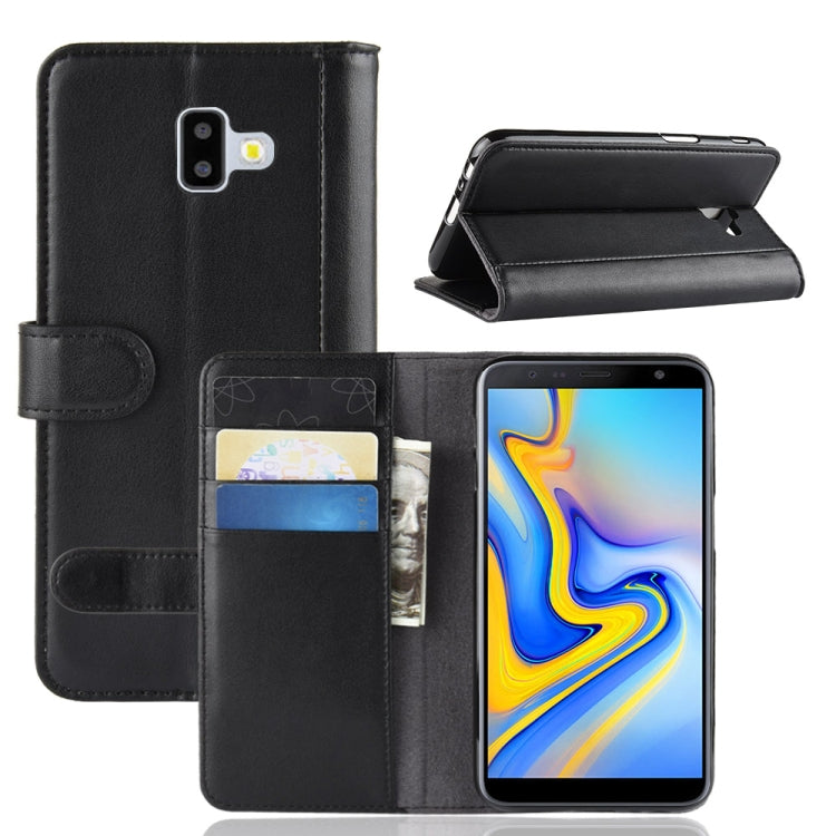 Horizontal Flip Genuine Leather Case for Galaxy J6+ / J6 Prime, with Card Slots & Holder & Wallet