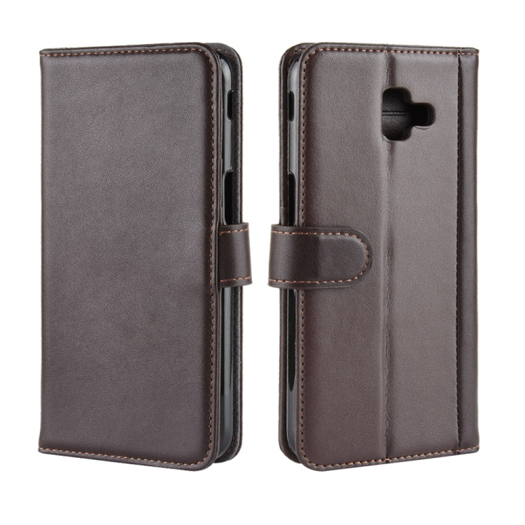 Horizontal Flip Genuine Leather Case for Galaxy J6+ / J6 Prime, with Card Slots & Holder & Wallet