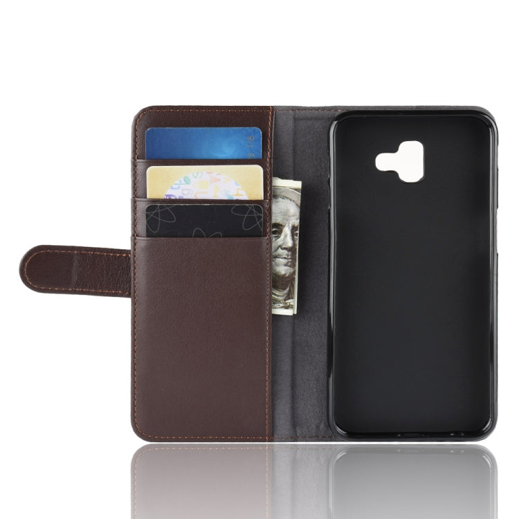 Horizontal Flip Genuine Leather Case for Galaxy J6+ / J6 Prime, with Card Slots & Holder & Wallet