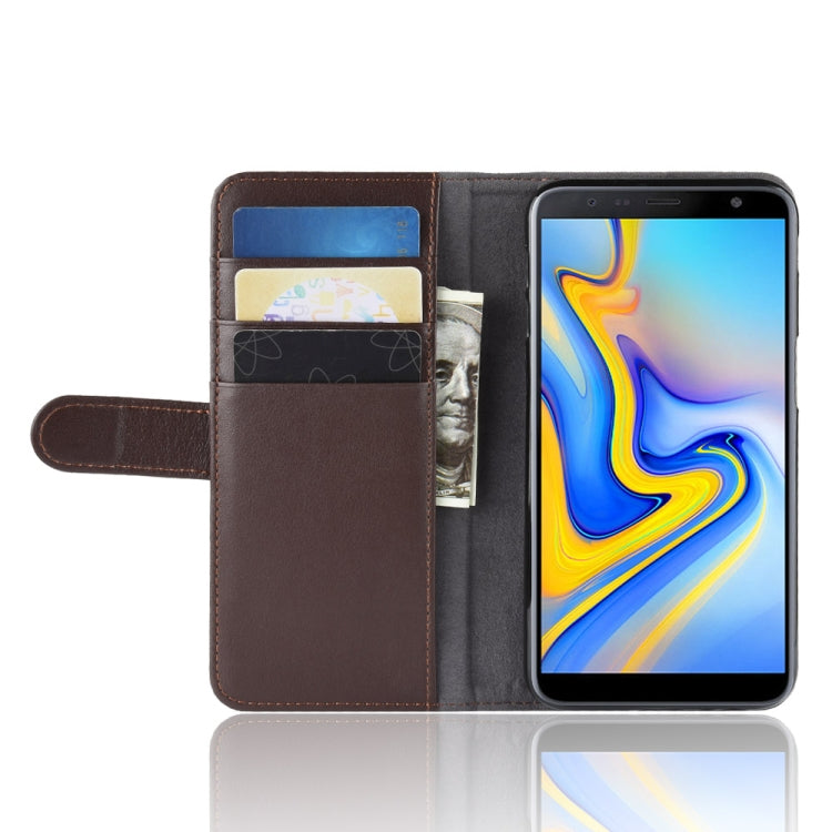 Horizontal Flip Genuine Leather Case for Galaxy J6+ / J6 Prime, with Card Slots & Holder & Wallet