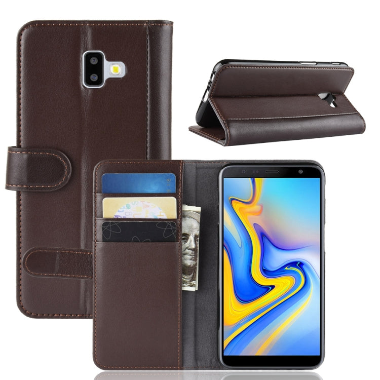 Horizontal Flip Genuine Leather Case for Galaxy J6+ / J6 Prime, with Card Slots & Holder & Wallet