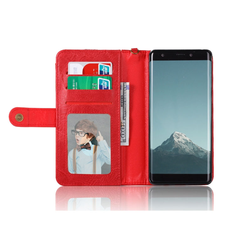 For Galaxy Note 8 PU Detachable Horizontal Flip Protective Leather Case with Card Slots & Wallet & Photo Frame & Lanyard (Red)