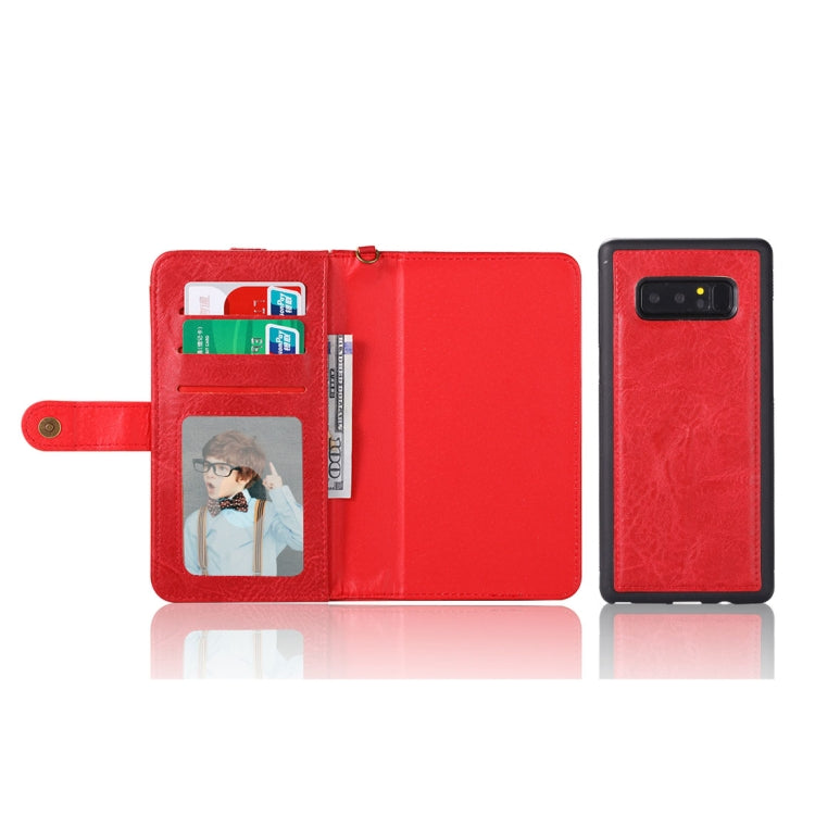 For Galaxy Note 8 PU Detachable Horizontal Flip Protective Leather Case with Card Slots & Wallet & Photo Frame & Lanyard (Red)