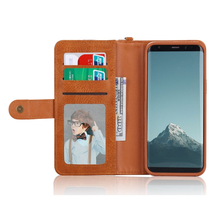 For Galaxy S8 PU Detachable Horizontal Flip Protective Leather Case with Card Slots & Wallet & Photo Frame(Brown)