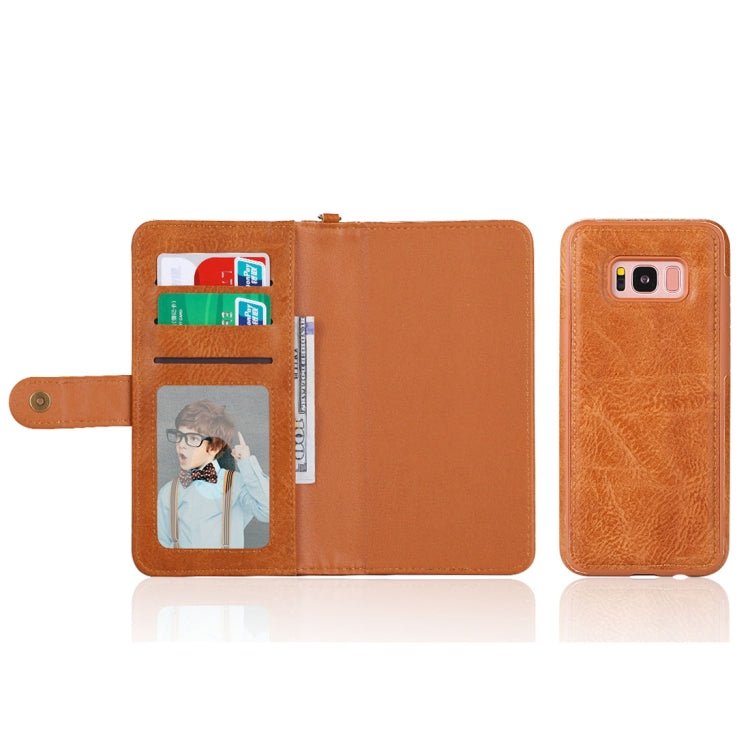 For Galaxy S8 + / G955 PU Detachable Horizontal Flip Protective Leather Case with Card Slots & Wallet & Photo Frame (Brown)