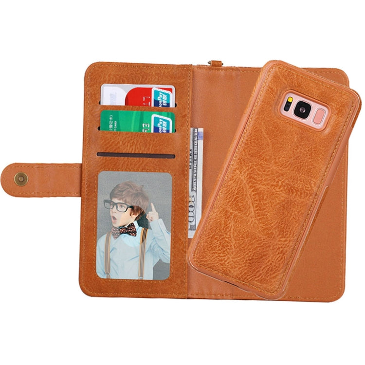 For Galaxy S8 + / G955 PU Detachable Horizontal Flip Protective Leather Case with Card Slots & Wallet & Photo Frame (Brown)