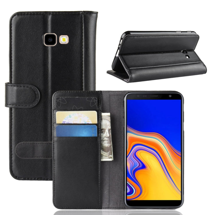 Horizontal Flip Genuine Leather Case for Galaxy J4+ / J4 plus / J415F, with Card Slots & Holder & Wallet