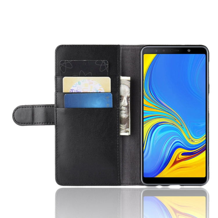 Horizontal Flip Genuine Leather Case for Galaxy A7 (2018) / A750, with Card Slots & Holder & Wallet