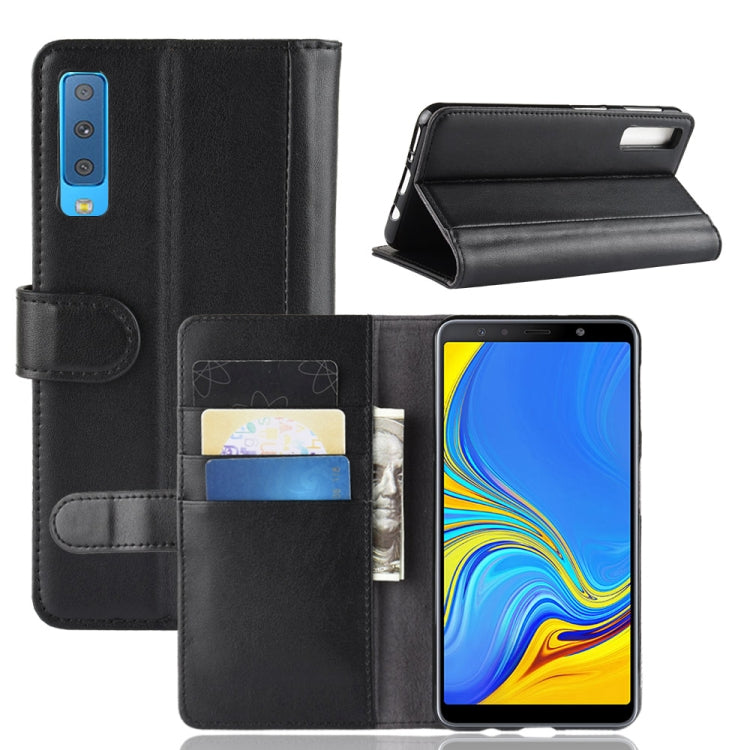 Horizontal Flip Genuine Leather Case for Galaxy A7 (2018) / A750, with Card Slots & Holder & Wallet