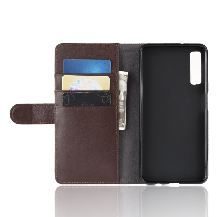 Horizontal Flip Genuine Leather Case for Galaxy A7 (2018) / A750, with Card Slots & Holder & Wallet