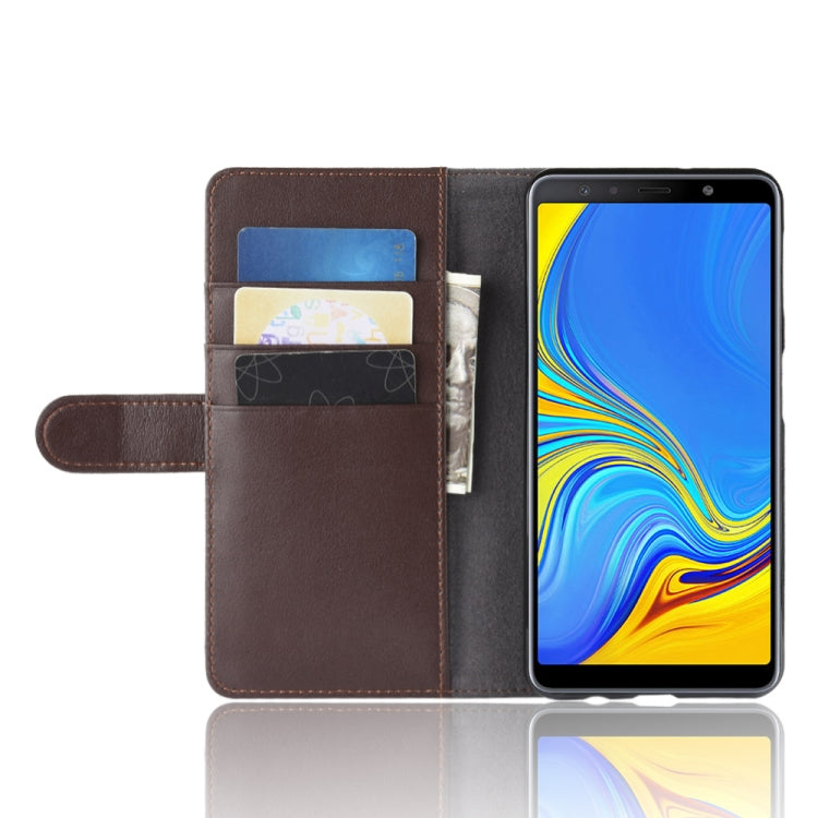 Horizontal Flip Genuine Leather Case for Galaxy A7 (2018) / A750, with Card Slots & Holder & Wallet