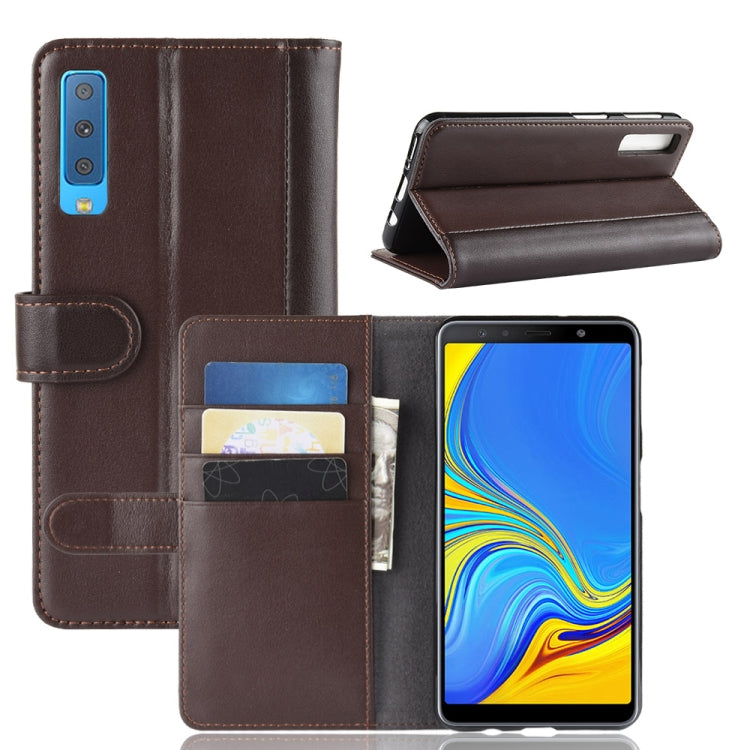 Horizontal Flip Genuine Leather Case for Galaxy A7 (2018) / A750, with Card Slots & Holder & Wallet