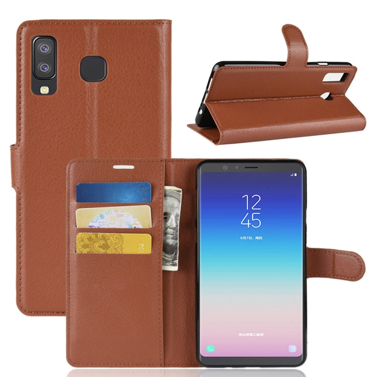 Litchi Texture Horizontal Flip Leather Case for Galaxy A9 Star / A8 Star, with Wallet & Holder & Card Slots
