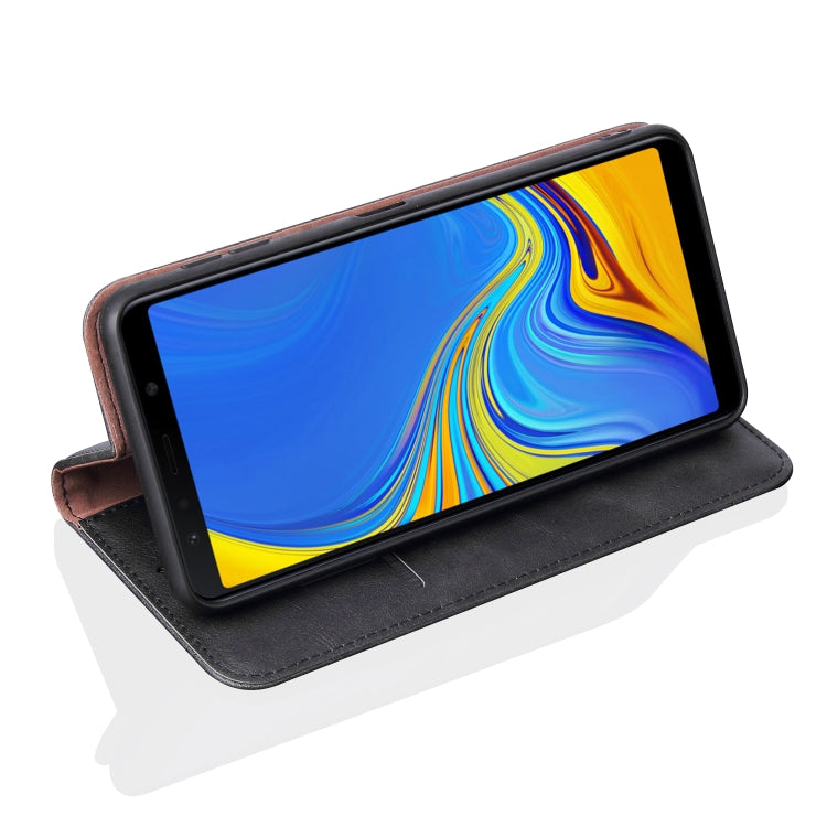 Casual Style Retro Crazy Horse Texture Horizontal Flip Leather Case for Galaxy A7 (2018) / A750, with Card Slots & Holder & Wallet