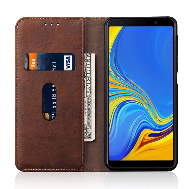 Casual Style Retro Crazy Horse Texture Horizontal Flip Leather Case for Galaxy A7 (2018) / A750, with Card Slots & Holder & Wallet