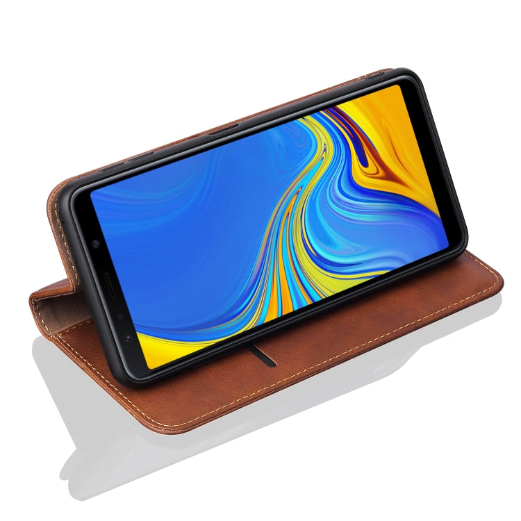 Casual Style Retro Crazy Horse Texture Horizontal Flip Leather Case for Galaxy A7 (2018) / A750, with Card Slots & Holder & Wallet