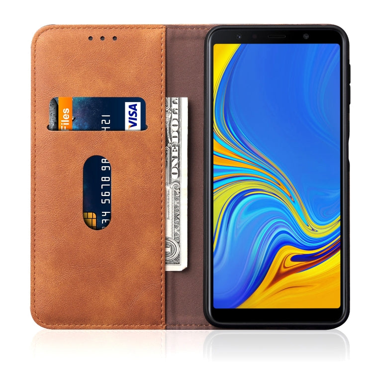 Casual Style Retro Crazy Horse Texture Horizontal Flip Leather Case for Galaxy A7 (2018) / A750, with Card Slots & Holder & Wallet
