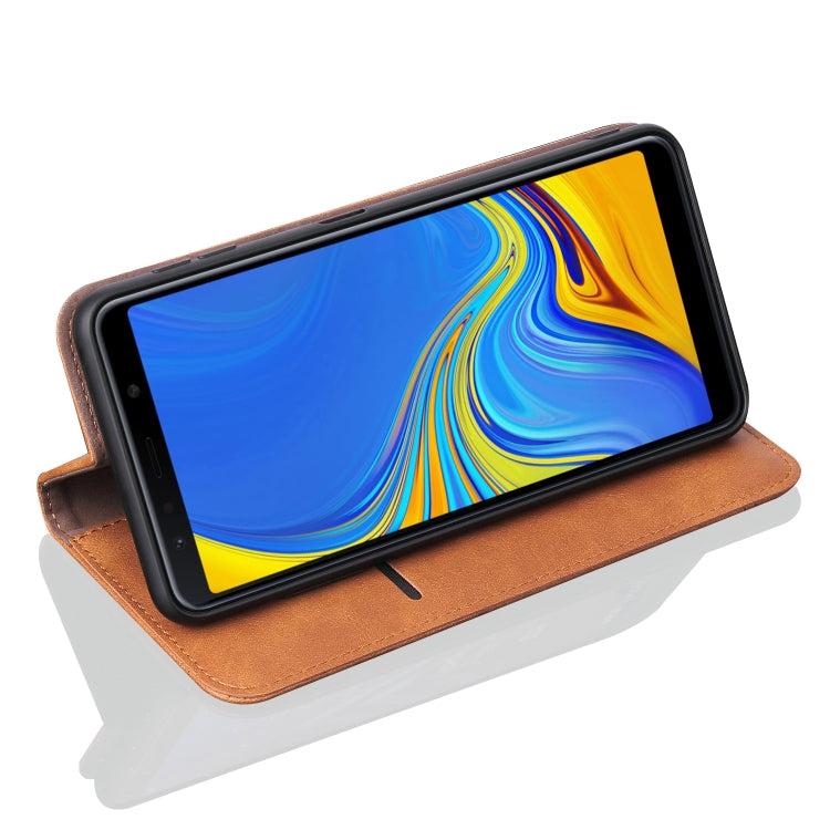 Casual Style Retro Crazy Horse Texture Horizontal Flip Leather Case for Galaxy A7 (2018) / A750, with Card Slots & Holder & Wallet