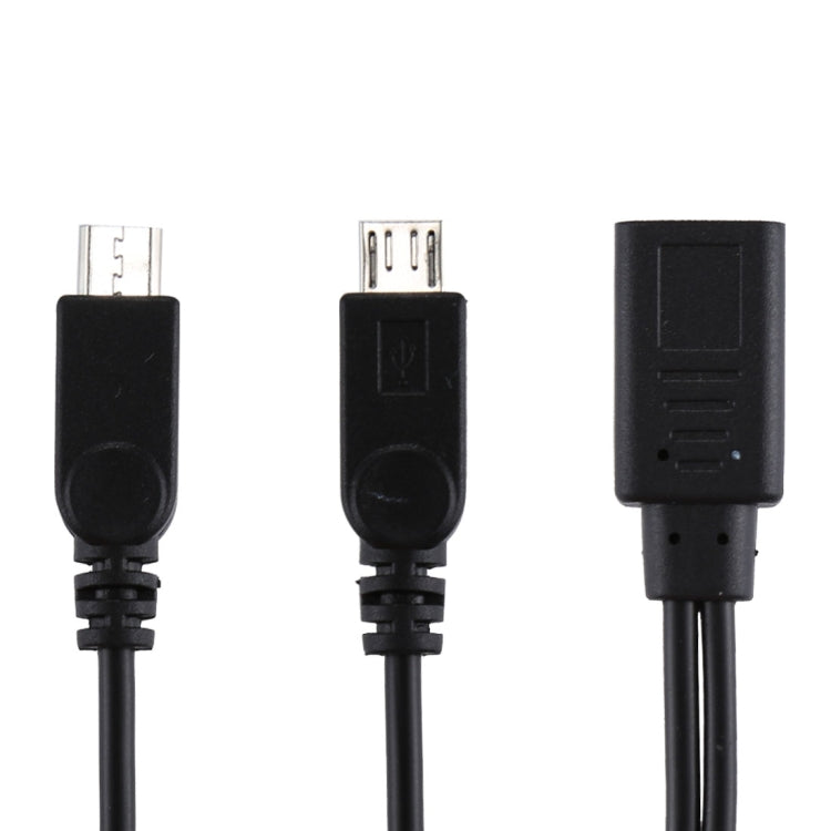 USB-C / Type-C Female to 2 x Micro USB Male Adapter Y Cable, Total Length: about 30cm
