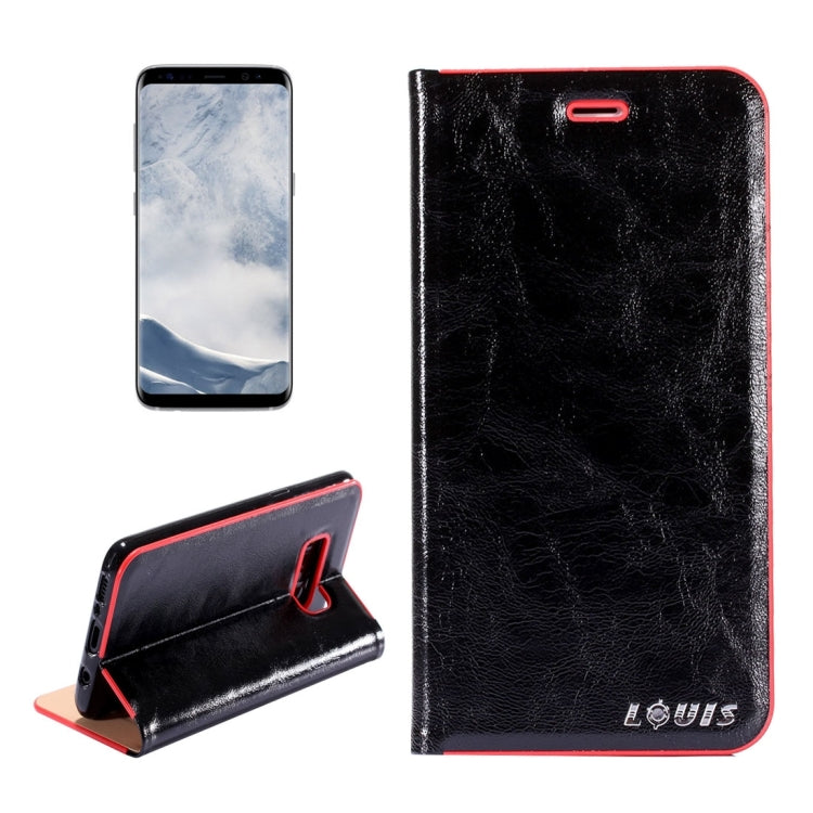 LOUIS for Galaxy S8 Crystal Texture PC Full Coverage Horizontal Flip Leather Case with Holder & Card Slots(Black)