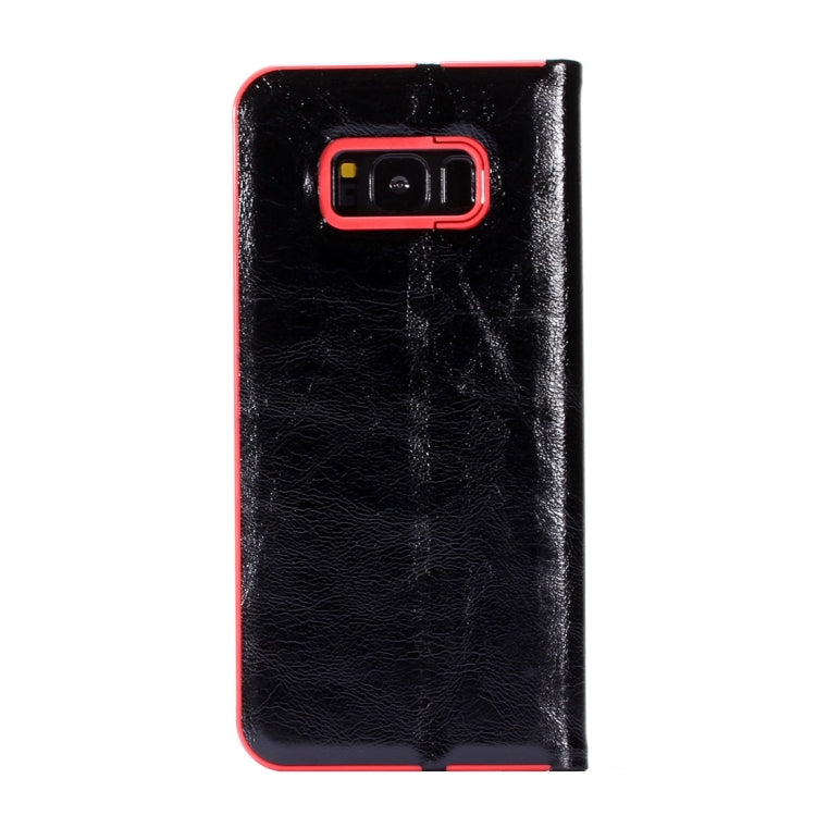 LOUIS for Galaxy S8 Crystal Texture PC Full Coverage Horizontal Flip Leather Case with Holder & Card Slots(Black)