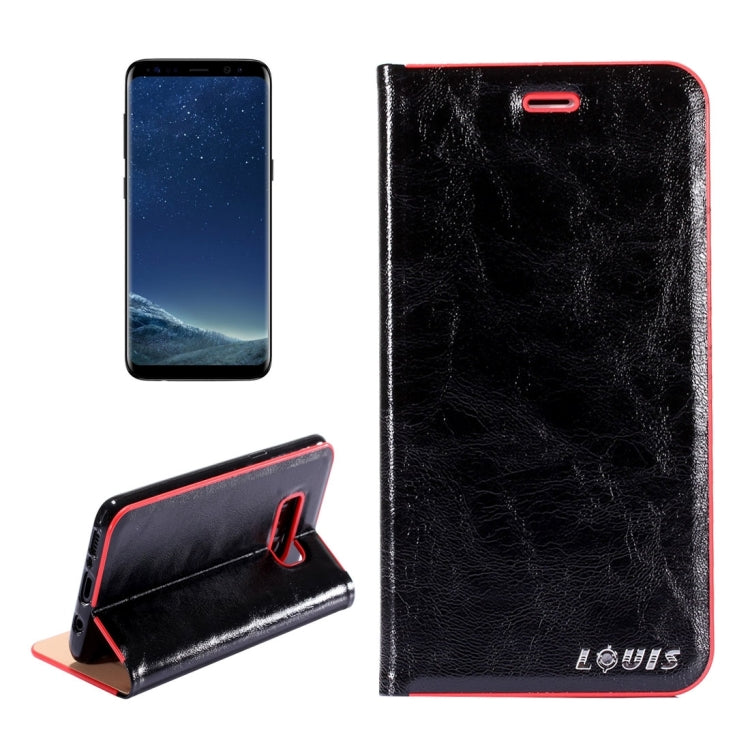 LOUIS for Galaxy S8 + / G9550 Crystal Texture PC Full Coverage Horizontal Flip Leather Case with Holder & Card Slots(Black)