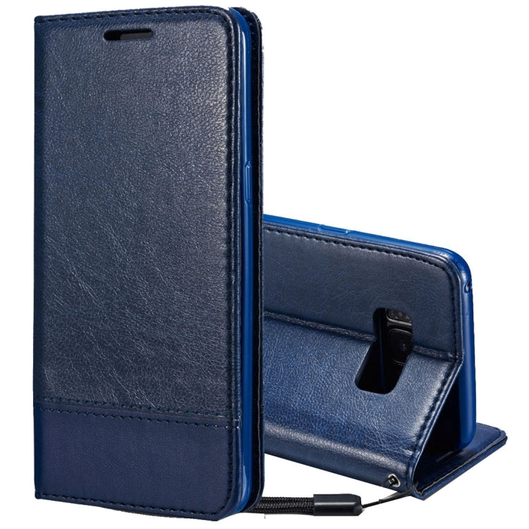 For Galaxy S8 Double-sided Absorption Splicing Horizontal Flip Leather Case with Holder & Card Slots & Lanyard