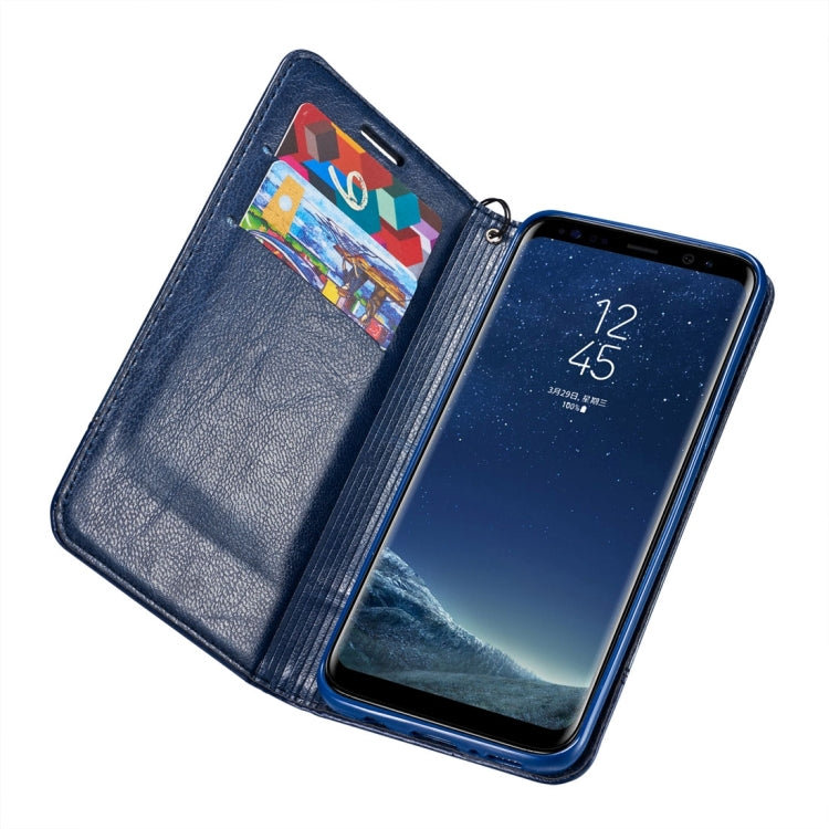 For Galaxy S8 Double-sided Absorption Splicing Horizontal Flip Leather Case with Holder & Card Slots & Lanyard