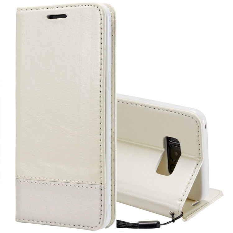 For Galaxy S8 Double-sided Absorption Splicing Horizontal Flip Leather Case with Holder & Card Slots & Lanyard