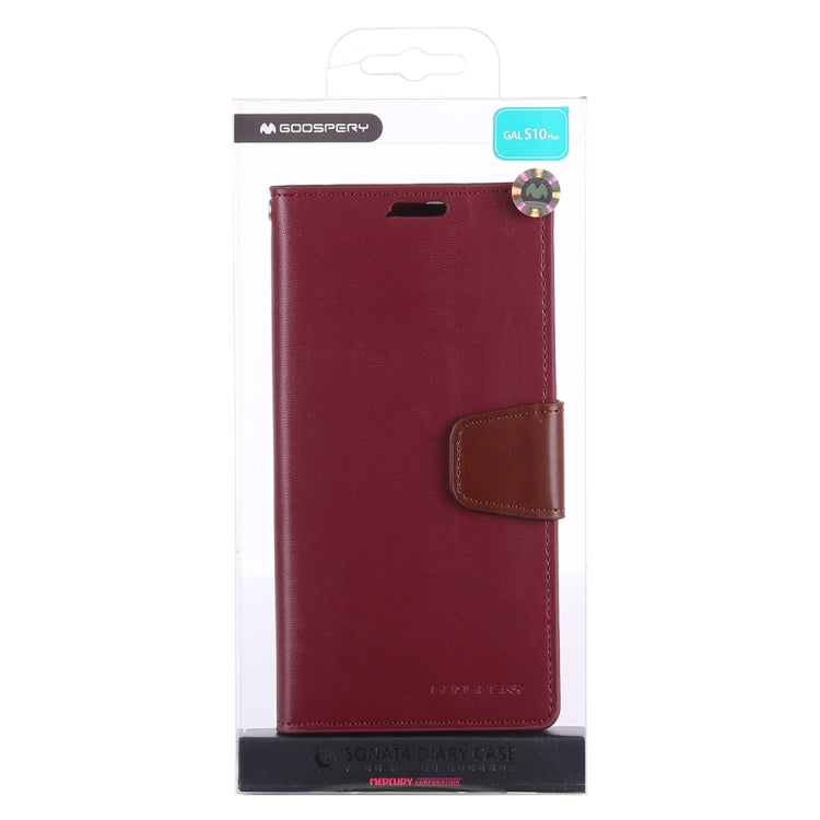 GOOSPERY SONATA DIARY Horizontal Flip Leather Case for Galaxy S10+, with Holder & Card Slots & Wallet