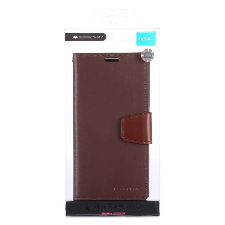 GOOSPERY SONATA DIARY Horizontal Flip Leather Case for Galaxy S10+, with Holder & Card Slots & Wallet