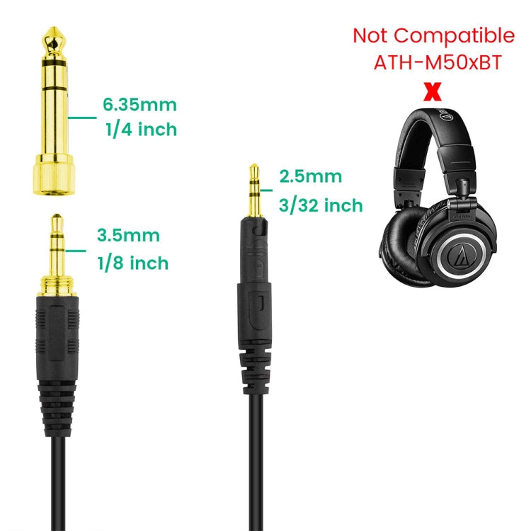 ZS0088 For Audio-Technica ATH-M50X / ATH-M40X Spring Headset Audio Cable, Cable Length: 1.4m-3m