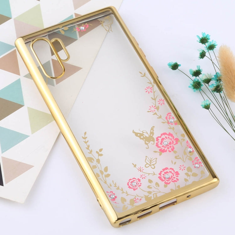 Flowers Patterns Electroplating Soft TPU Protective Cover Case for Galaxy Note 10+