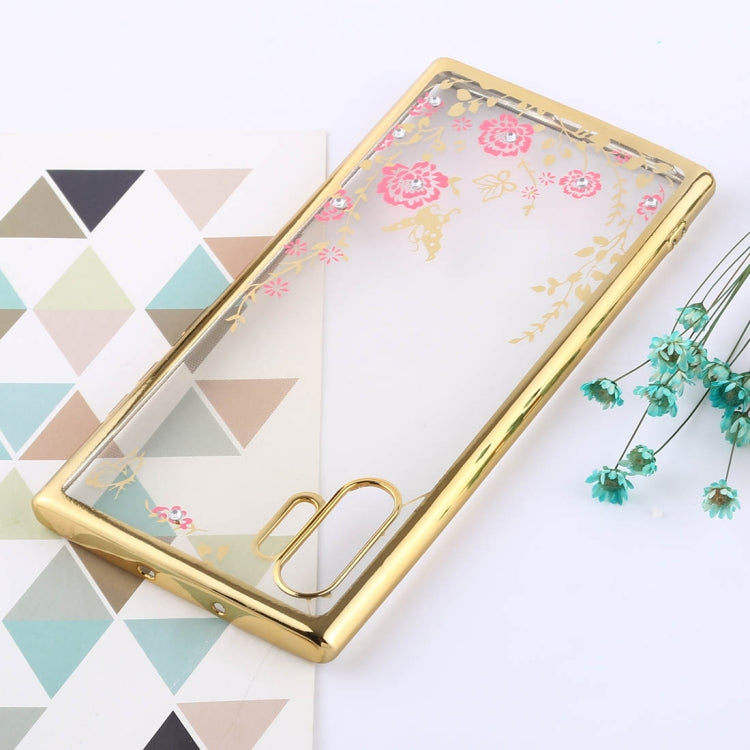 Flowers Patterns Electroplating Soft TPU Protective Cover Case for Galaxy Note 10+